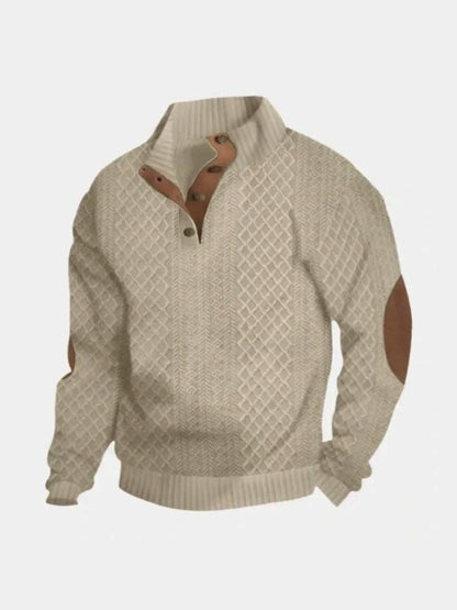 Pull Demi-Zip à Col Haut et Coudières pour Homme
