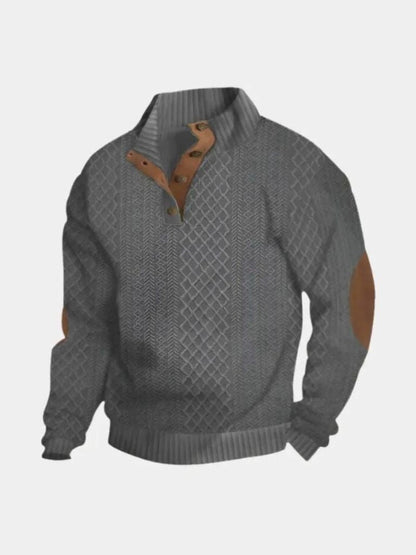 Pull Demi-Zip à Col Haut et Coudières pour Homme