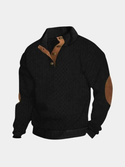 Pull Demi-Zip à Col Haut et Coudières pour Homme