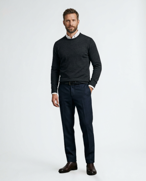 Pull à Col Rond en Maille Fine pour Homme