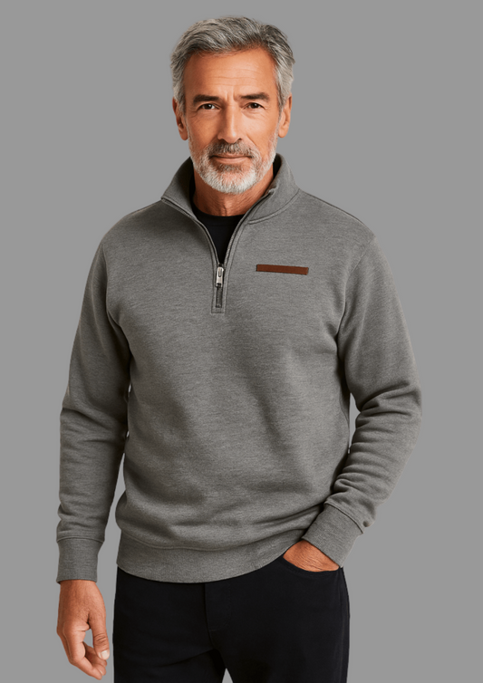 Sweat Demi-Zip en Molleton à Col Montant pour Homme
