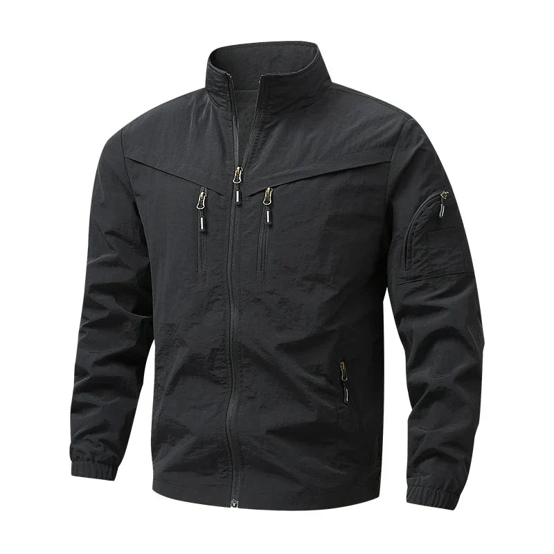 Veste Utilitaire à Col Montant et Poches Zippées pour Homme