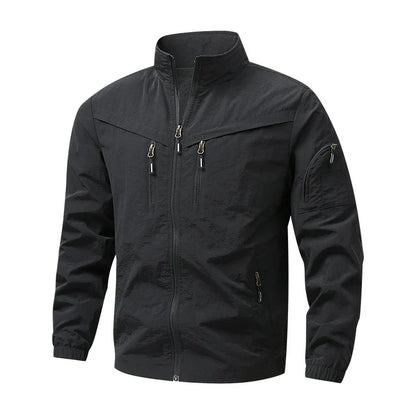 Veste Utilitaire à Col Montant et Poches Zippées pour Homme