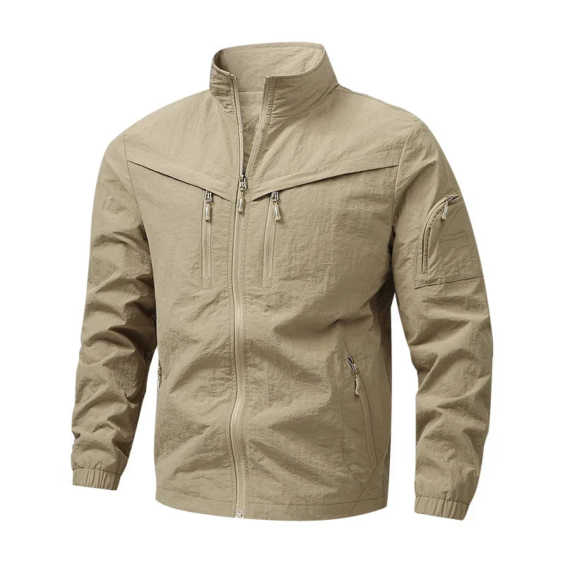Veste Utilitaire à Col Montant et Poches Zippées pour Homme