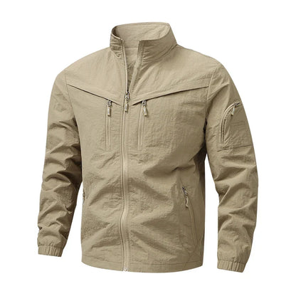 Veste Utilitaire à Col Montant et Poches Zippées pour Homme