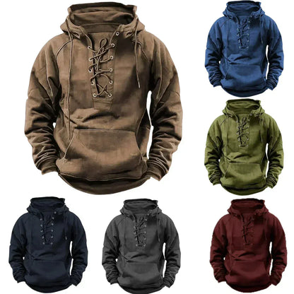 Sweat à Capuche à Laçage sur le Devant pour Homme
