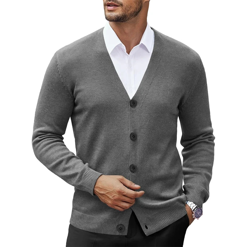 Cardigan Boutonné à Col V pour Homme