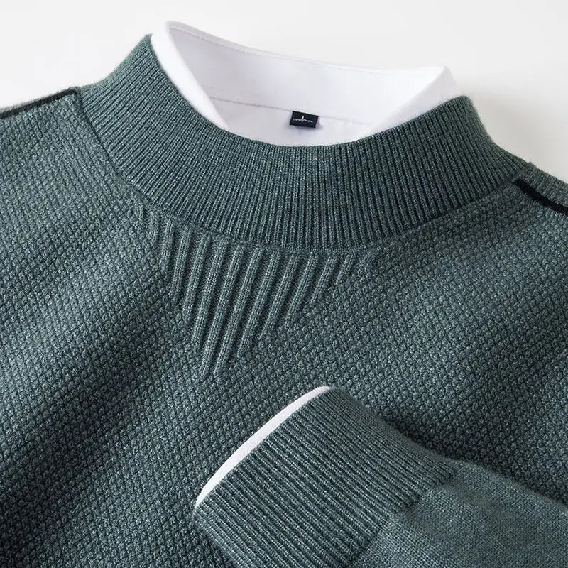Pull Jacquard à Col Montant pour Homme