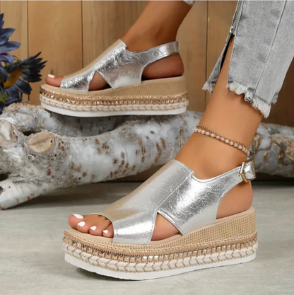 Sandales en PU à Semelle Rembourrée pour Femme