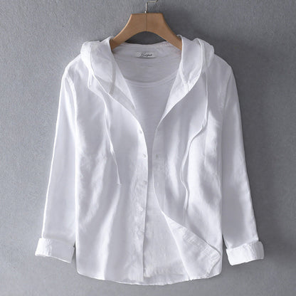 Sweat à Capuche Rayé et Boutonné pour Femme