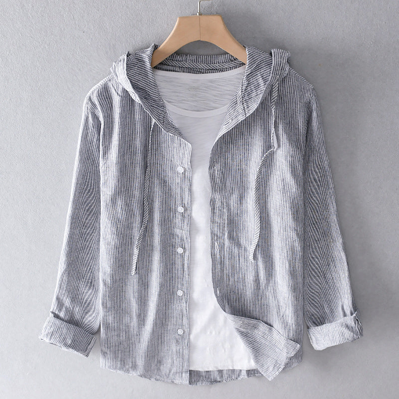 Sweat à Capuche Rayé et Boutonné pour Femme