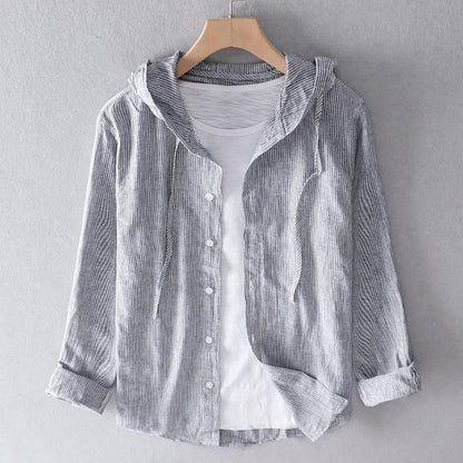 Sweat à Capuche Rayé et Boutonné pour Femme