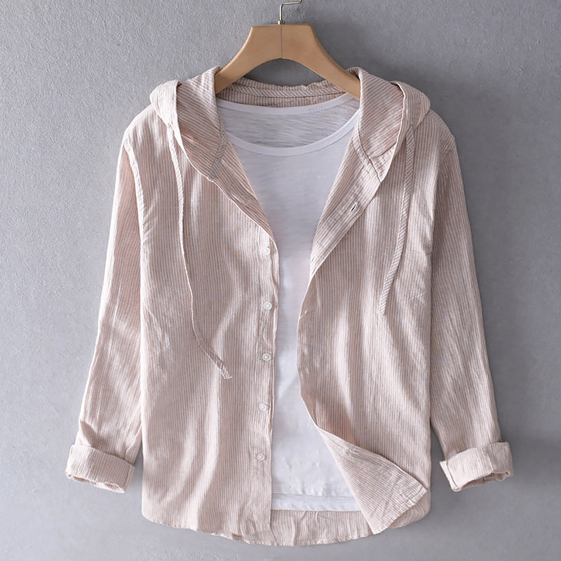 Sweat à Capuche Rayé et Boutonné pour Femme