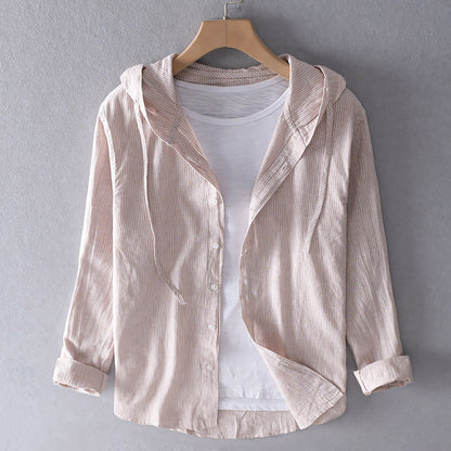Sweat à Capuche Rayé et Boutonné pour Femme