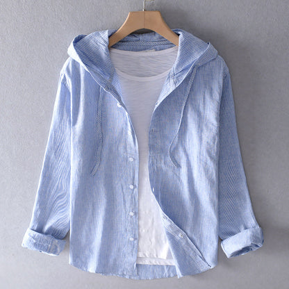 Sweat à Capuche Rayé et Boutonné pour Femme