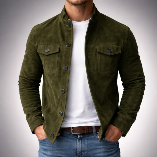 Veste en Daim Synthétique à Poches Poitrine pour Homme