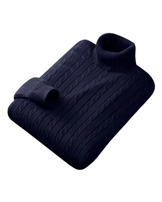 Pull Col Roulé en Maille Torsadée pour Homme