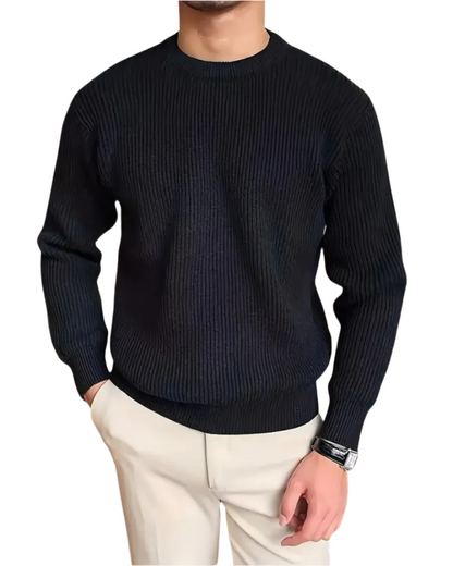 Pull à Col Rond en Maille Côtelée pour Homme