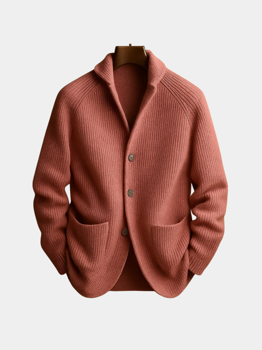 Cardigan à Col Châle en Grosse Maille pour Homme