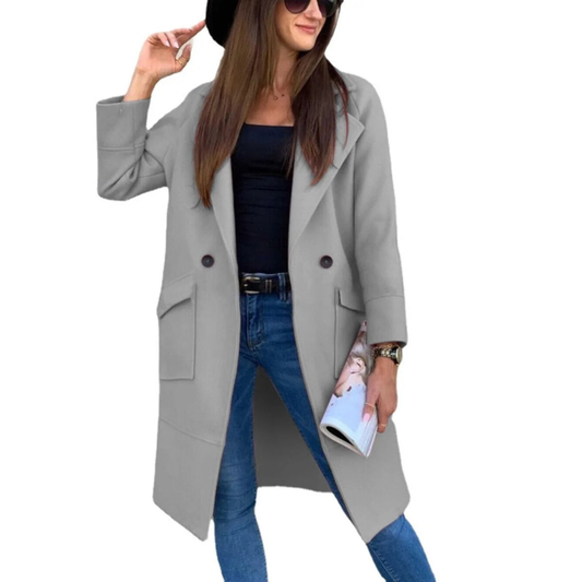 Trench-Coat Boutonné Long pour Femme