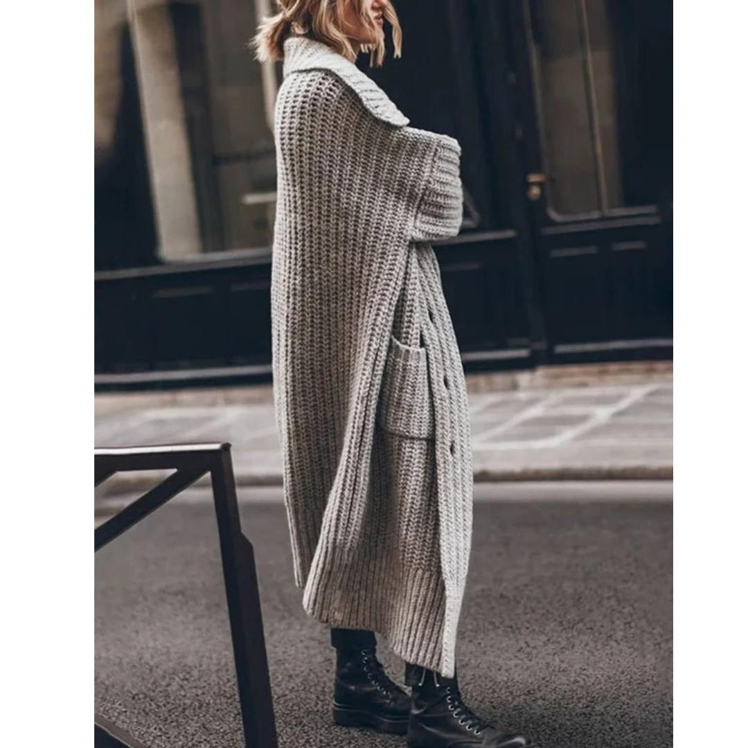 Cardigan à Col Cranté Coupe Oversize pour Femme