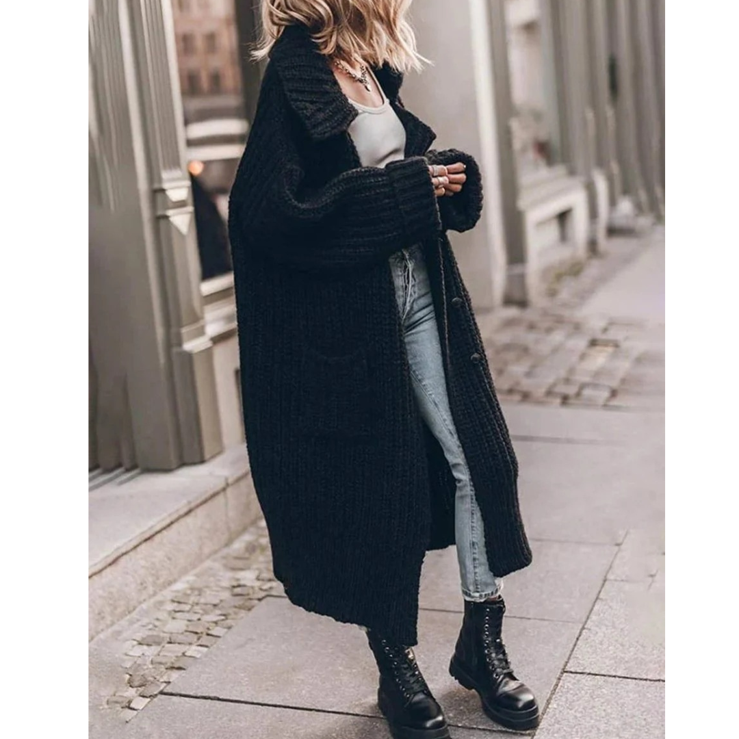 Cardigan à Col Cranté Coupe Oversize pour Femme