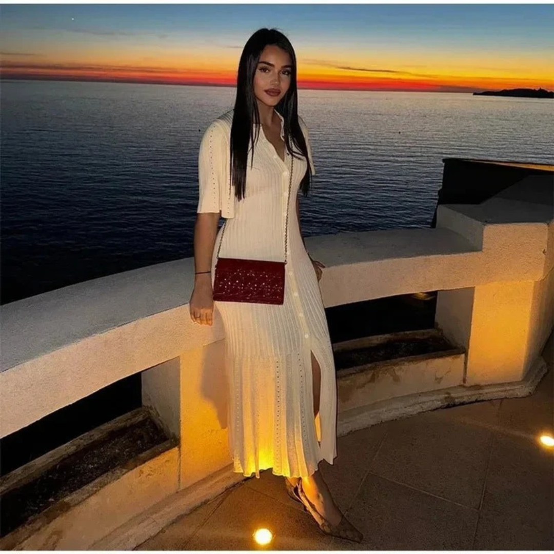 Robe en Maille Boutonné Long pour Femme