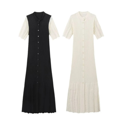 Robe en Maille Boutonné Long pour Femme