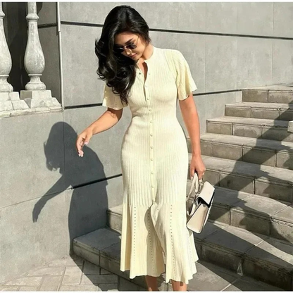 Robe en Maille Boutonné Long pour Femme