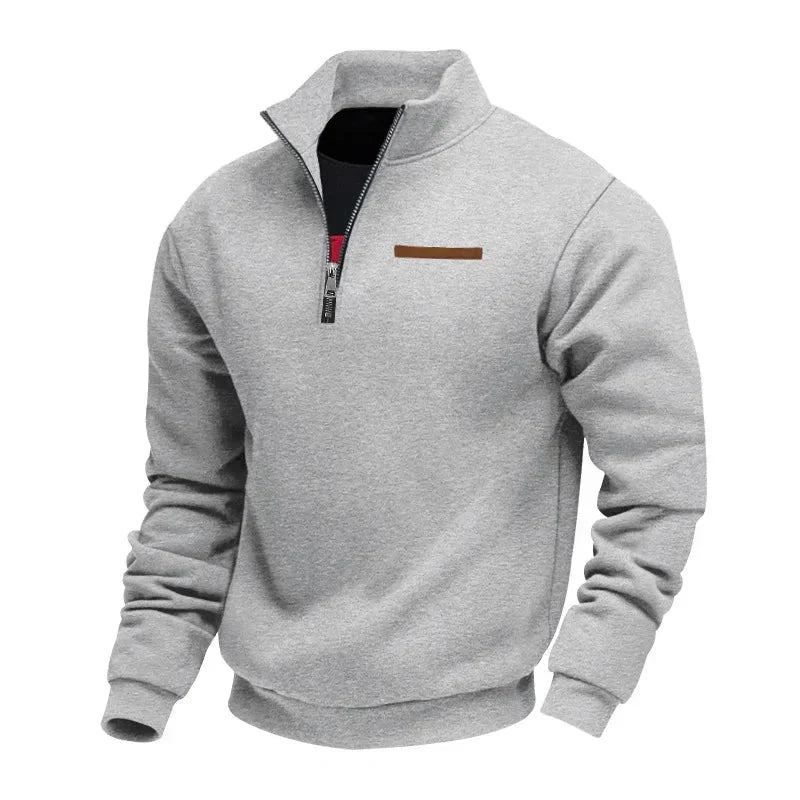 Sweat Demi-Zip en Molleton à Col Montant pour Homme