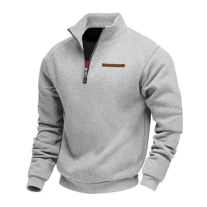 Sweat Demi-Zip en Molleton à Col Montant pour Homme