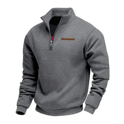 Sweat Demi-Zip en Molleton à Col Montant pour Homme