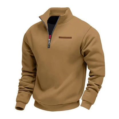 Sweat Demi-Zip en Molleton à Col Montant pour Homme