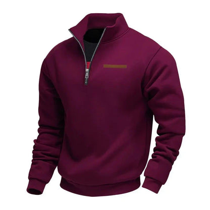 Sweat Demi-Zip en Molleton à Col Montant pour Homme