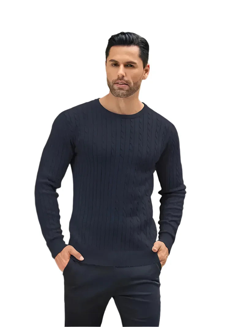 Pull à Col Rond en Maille Torsadée pour Homme