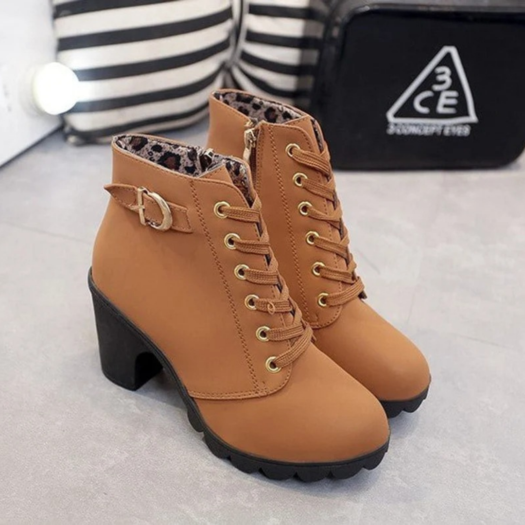 Bottines à Fermeture Éclair à Talon pour Femme