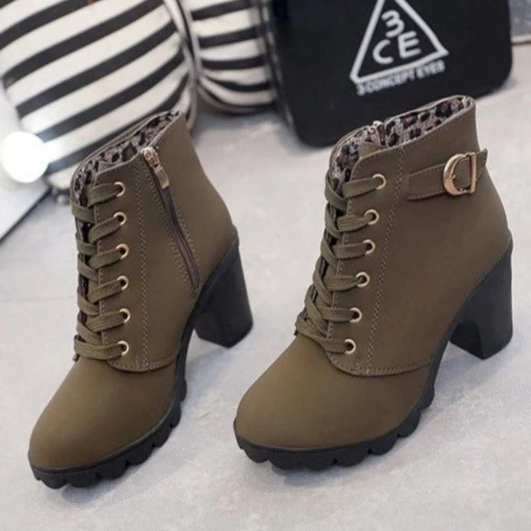 Bottines à Fermeture Éclair à Talon pour Femme