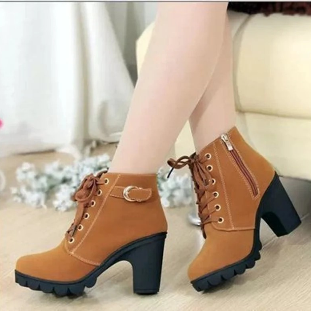 Bottines à Fermeture Éclair à Talon pour Femme