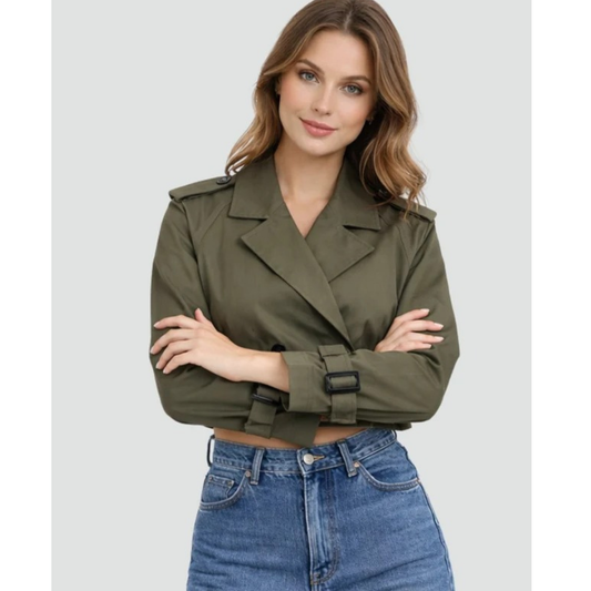 Trench-Coat à Ceinture Court pour Femme