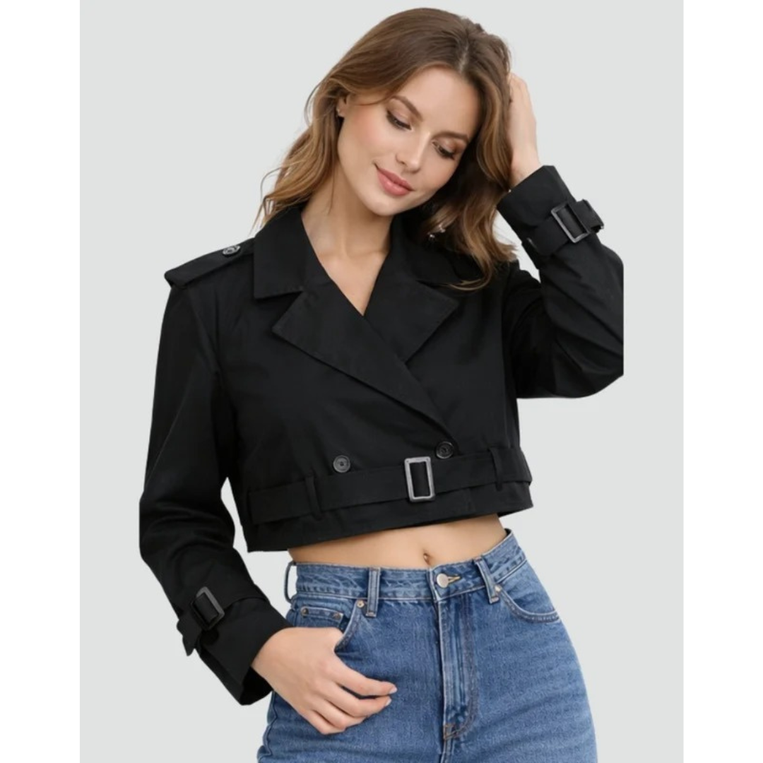 Trench-Coat à Ceinture Court pour Femme