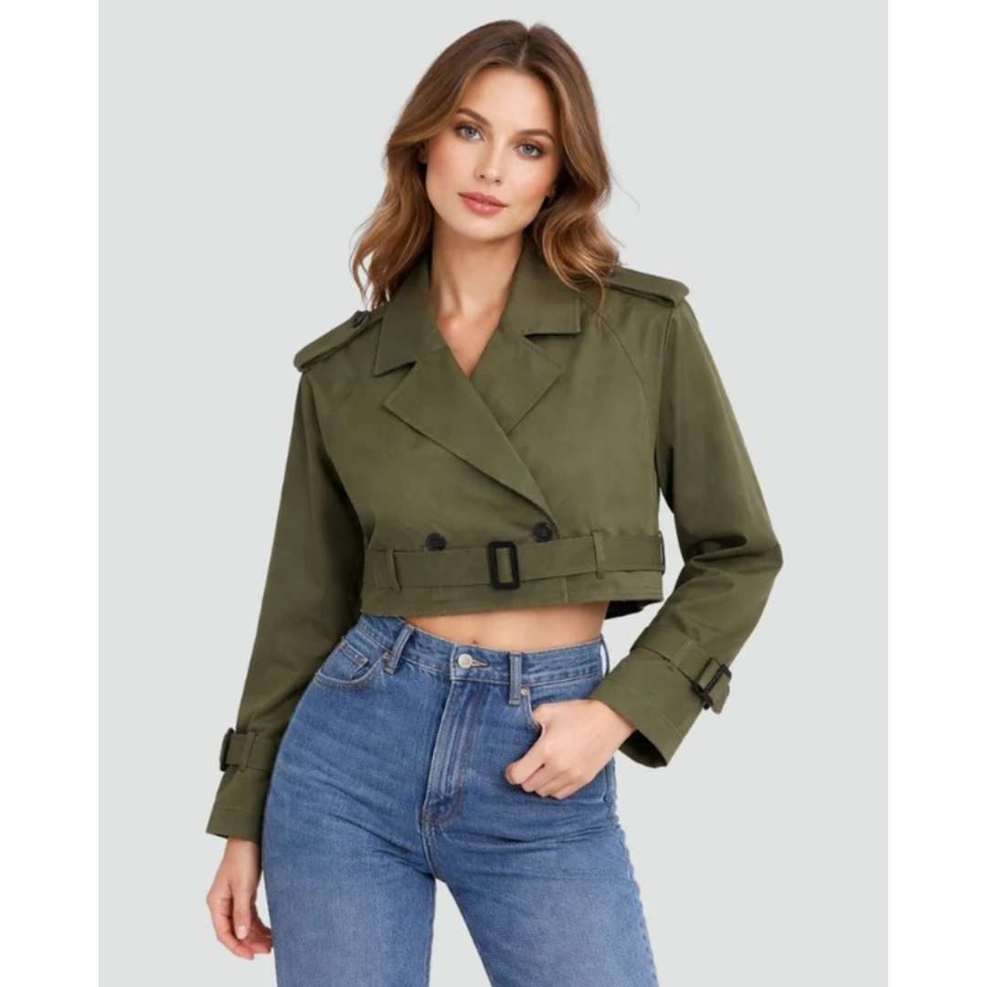 Trench-Coat à Ceinture Court pour Femme