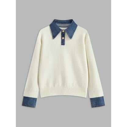 Pull en Maille à Col Chemise pour Femme
