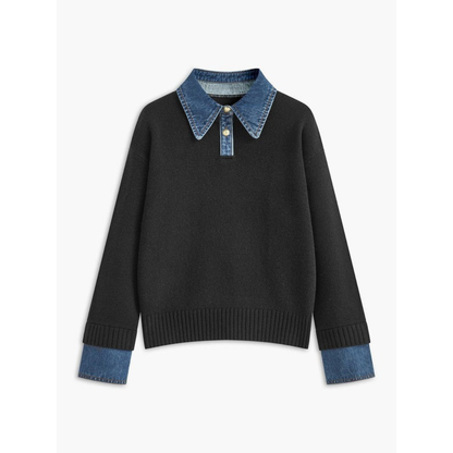 Pull en Maille à Col Chemise pour Femme