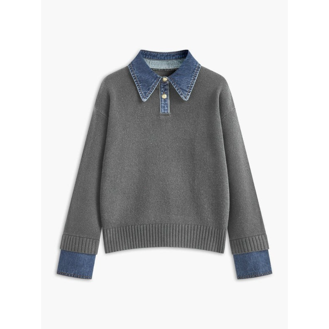 Pull en Maille à Col Chemise pour Femme