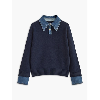 Pull en Maille à Col Chemise pour Femme