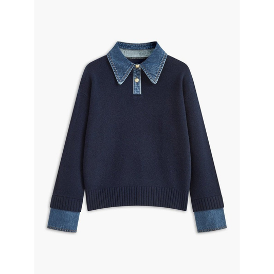Pull en Maille à Col Chemise pour Femme