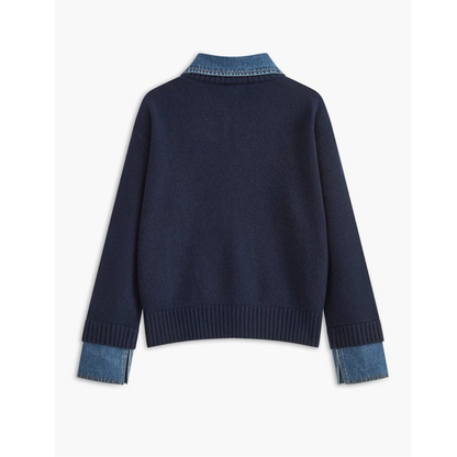 Pull en Maille à Col Chemise pour Femme