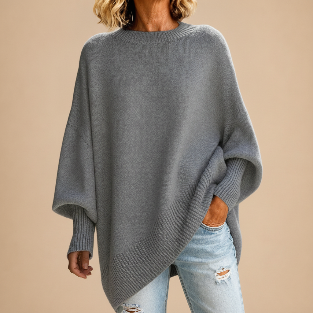 Aveline — Pull Ample à Coupe Fluide - Gris