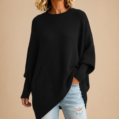 Aveline — Pull Ample à Coupe Fluide - Noir