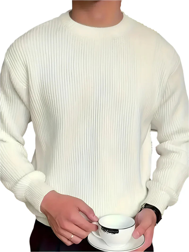 Pull à Col Rond en Maille Côtelée pour Homme